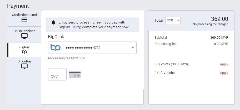 BigPay付款一律免除AirAsia手续费